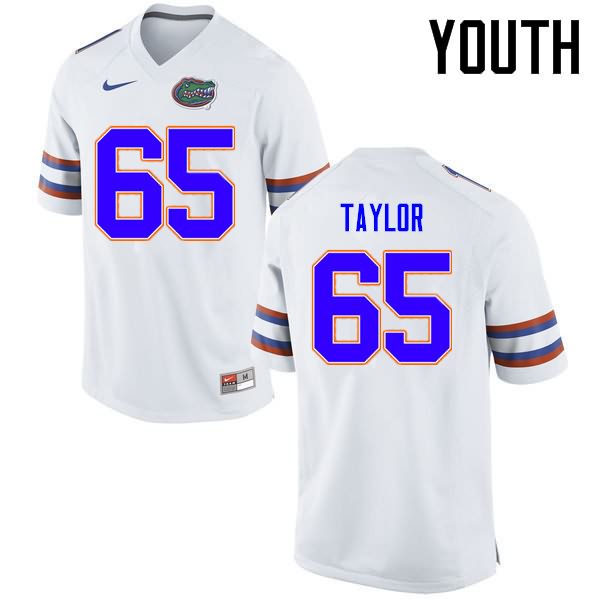 Youth NCAA Florida Gators Jawaan Taylor #65 Stitched Authentic Nike White College Football Jersey DMR5065AI